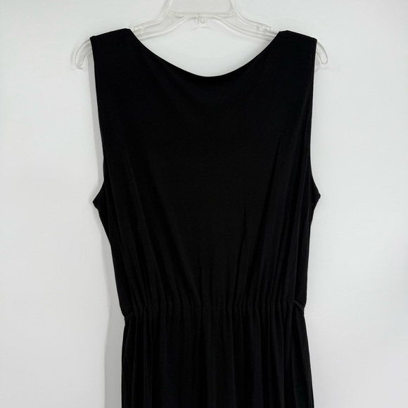 EILEEN FISHER Dress Silk Jersey Double Layer Drape  Neck Sleeveless Black Size L - Picture 5 of 11